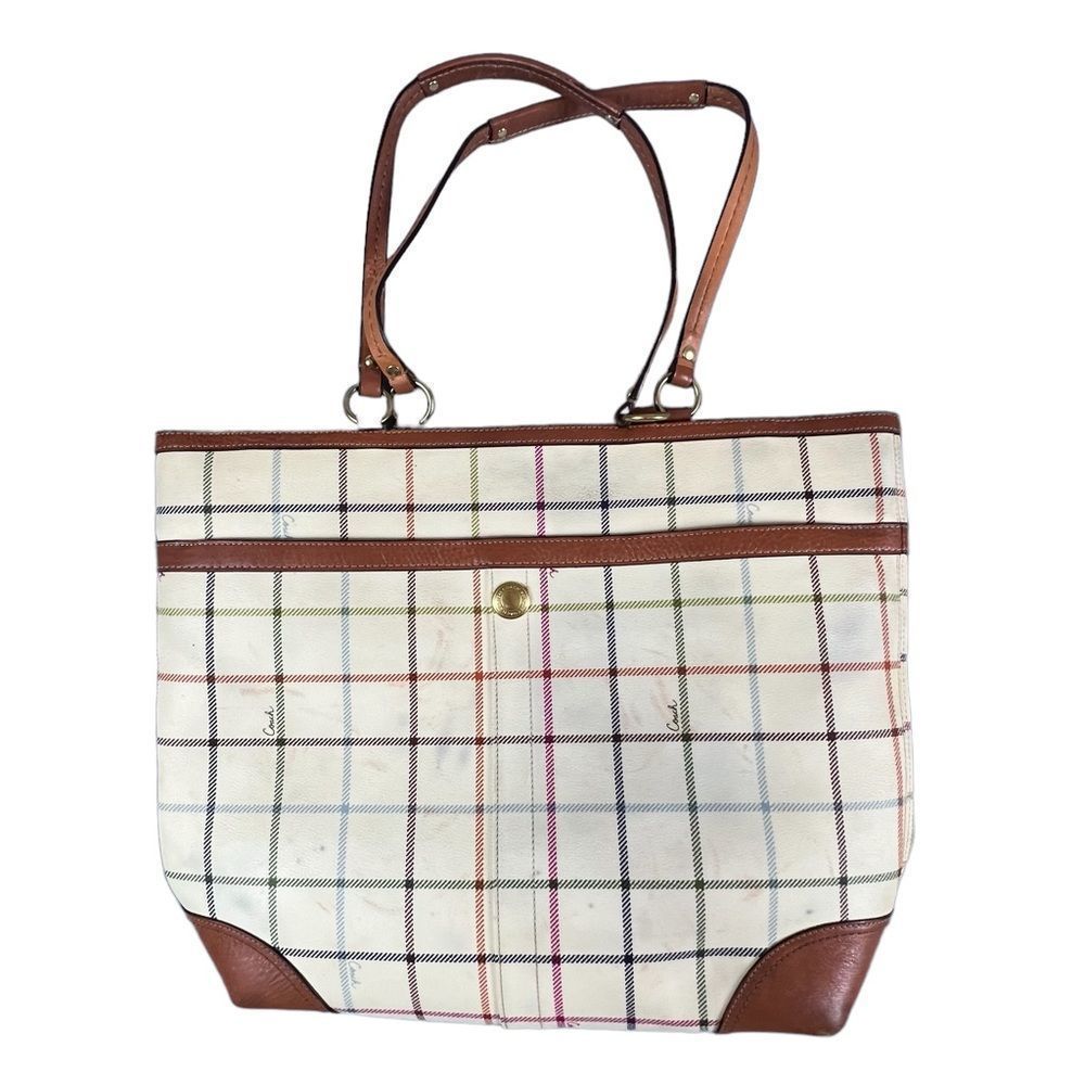 COACH D0868-12557 TABBY LEATHER SHOULDER BAG Cream colored stripes,minor wears. - Picture 10 of 11
